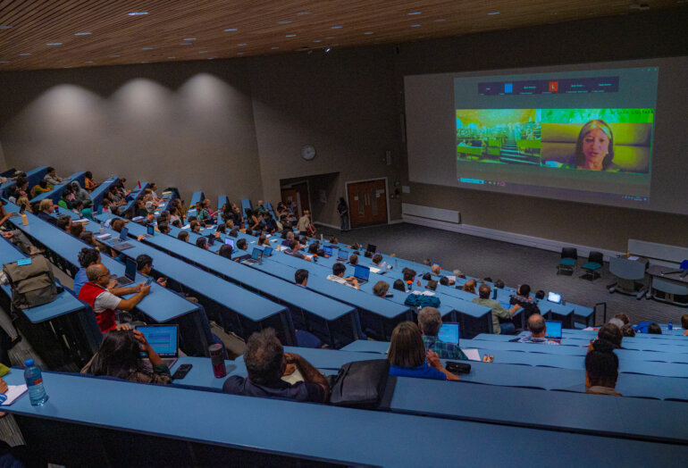 Delegates listen to keynote speaker Jayati Ghosh